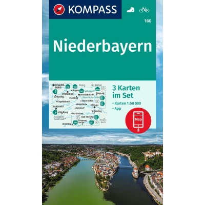 Afbeelding van KOMPASS Wanderkarten Set 160 Niederbayern (3 Karten) 1:50.000: inklusive Karte zur offline Verwendung in der App. Fahrradfahren.