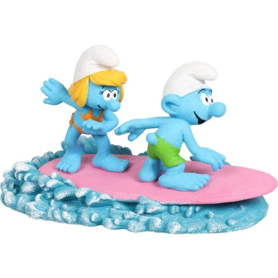Afbeelding van Smurfs Aquadella Aquariumdecoratie Vissen Smurfen Op Water Surfen 15,9x8,2x8,9cm Meerkleurig 1st