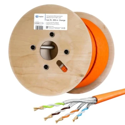 Afbeelding van HB DIGITAL 250m cat.7A netwerkkabel LAN kabel AWG 23/1 Oranje cat 7 koper professionele S/FTP PIMF LSZH halogeenvrij RoHS compliant Cat7a cat.7 een Ethernet gegevenskabel 10Gbit 1000MHz 10 Gigabit
