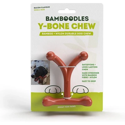 Afbeelding van bamboodles_Small_Y bone chew_baconsmaak_kauwbeen
