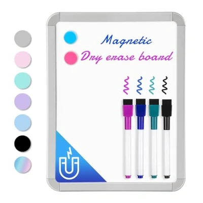 Afbeelding van VUSIGN Kleine magnetische droge wisplank, 8,5 x 11 inch, whiteboard met markeringen en magneten voor to do lijst, koelkast, kluisje, kantoordeur, muur