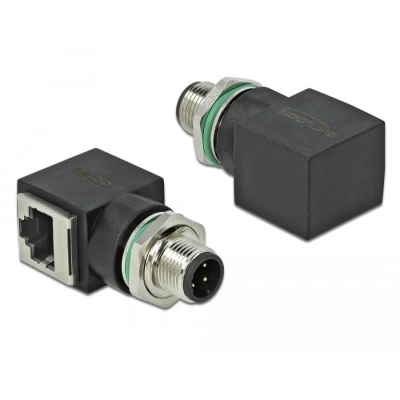 Afbeelding van Delock netwerkadapter M12 4 pins D coded mannelijk naar RJ45 vrouwelij