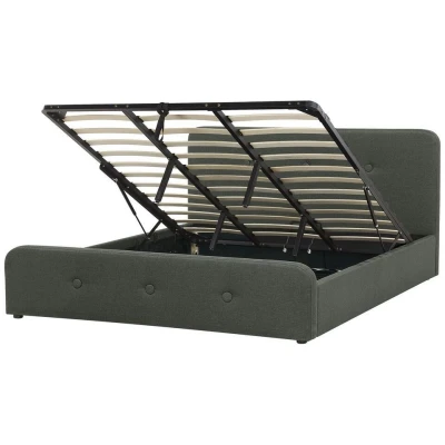 Afbeelding van RENNES Bed met opbergruimte Donkergrijs 180x200 cm Polyester