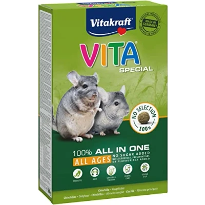Afbeelding van Vitakraft Vita Special All Ages Hoofdvoer voor chinchilla&#039;s, met grassen en kruiden, een optimale spijsvertering, zonder toevoeging van suiker granen, 1 x 600 g