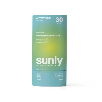 Afbeelding van Attitude Sunly zonnebrandstick SPF30 parfumvrij 60 g