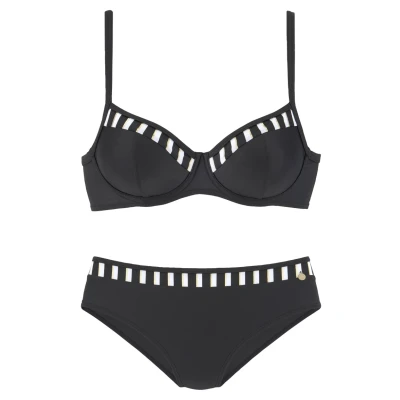 Afbeelding van Lascana SET Bikini, Dames, Maat: 36xB, Schwarz weiß goldfarben