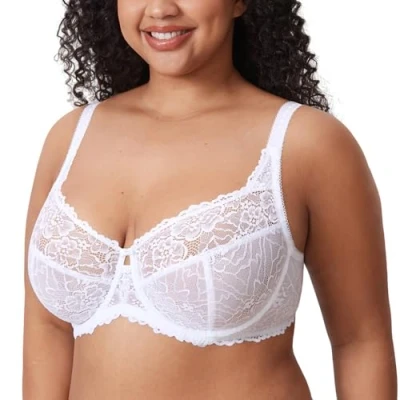 Afbeelding van DELIMIRA Minimizer BH Grote maten zonder padding Volledige cups met kant wit 80D