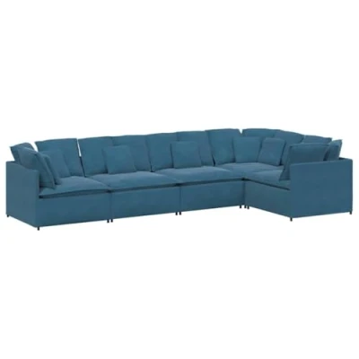 Afbeelding van vidaXL Modulaire bank met kussens fluweel blauw