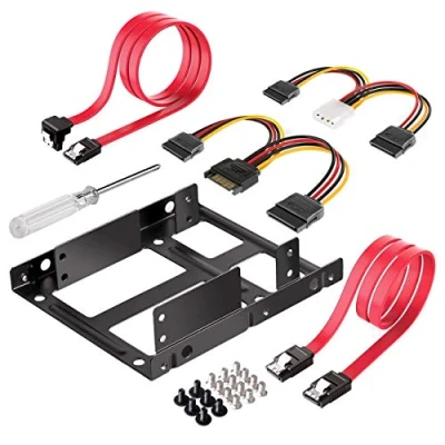 Afbeelding van Inateck Inbouwframe voor 2,5 inch HDD/SSD, 2,5&quot; op 3,5&quot; interne dubbele harde schijf, ondersteunt 1 of 2 SSD/s, incl. montagetoebehoren en SATA 3 kabel