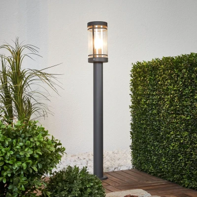 Afbeelding van Lindby Djori tuinpadverlichting, donkergrijs, roestvrij staal, Ø 10,5cm