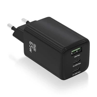Afbeelding van Oplader Aisens ASCH 65W3P042 BK Zwart 65 W (1 Stuks)
