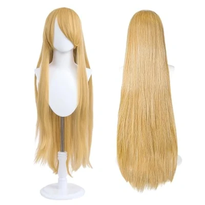 Afbeelding van 100 cm lange pruik, universele anime kostuum cosplay perfect voor feest, dagelijks gebruik, festivals en Halloween, geweldig tv, film, karakter (Goudblond)
