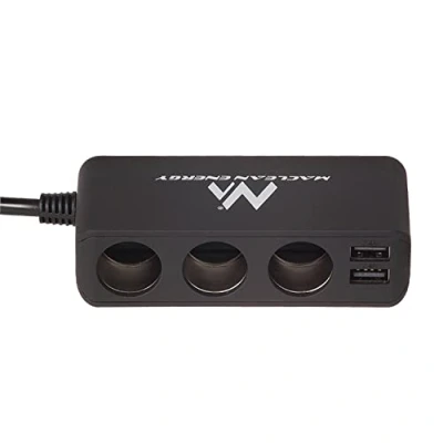 Afbeelding van Maclean MCE117 Autolader voltmeter sigarettenaansteker verdeler 3 voudig stopcontact 4xUSB 2 x 2,4A en 1A 5V KFZ