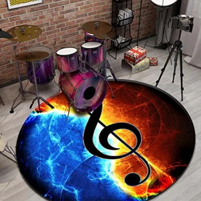 Afbeelding van Guoyoocc Drum tapijt, drummat, elektronische antislip drumdeken, geluiddicht tapijt mat rond, anti slip drumkussen, geluidsreducer, audio isolatie, verdikt huishouden schok