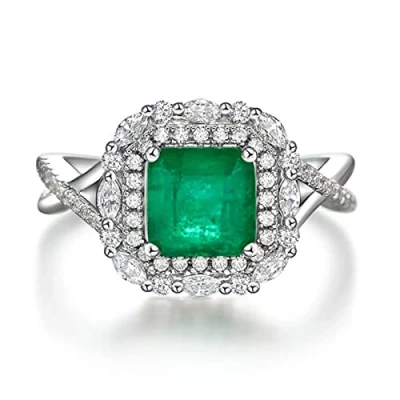 Afbeelding van Vintage 925 Sterling Zilver Asscher Cut Emerald Greated Moissanite Edelsteen Bruiloft Engagement Fijne Sieraden Ring Voor Vrouwen Gift
