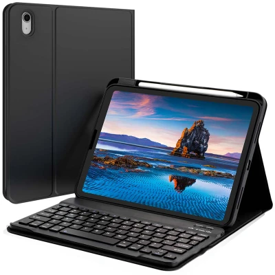 Afbeelding van QWERTY Bluetooth Keyboard Bookcase voor de iPad 10.9 (2022) Zwart hoes met toetsenbord van Accezz