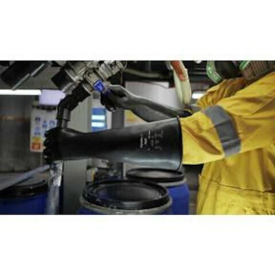 Afbeelding van Ansell Alphatec 87 104 Chemische Beschermende Handschoenen Latex, Bescherming Voor Mechanisch, Industrieel En Chemisch Werk, Flexibiliteit Elasticiteit, Werkhandschoenen Dames Heren, Zwart