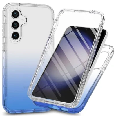 Afbeelding van XINNI Hoesje voor Samsung Galaxy S24 5G, 360 graden schokbestendige beschermende allround bescherming met ingebouwde schermbeschermer, robuuste bumper buitenhoes, blauw