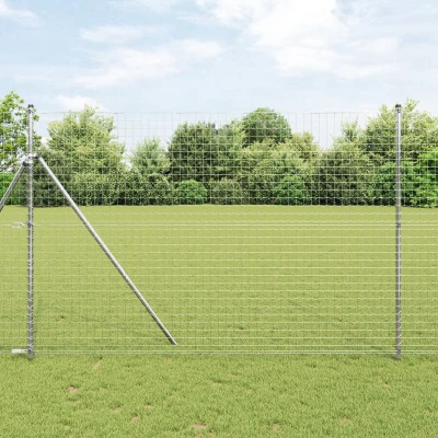 Afbeelding van vidaXL Euro Hek met 7 Palen 1.6x10 m Gegalvaniseerd Staal