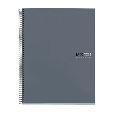 Afbeelding van Miquelrius Notitieboek A5 80 vellen 90 g geruit 5 x mm 1 kleurstrepen gelamineerd harddeksel kleur grafiet