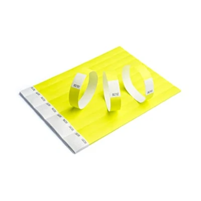 Afbeelding van Tyvek, papieren armbanden, 100 stuks, 19 mm, voor evenementen, festivals, scheurvast, verkrijgbaar in 12 kleuren, neongeel