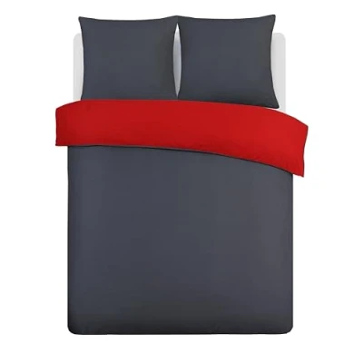 Afbeelding van Omkeerbaar dekbedovertrek Vision grijs/rood 155 x 220 cm 100% katoen