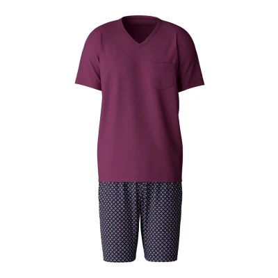Afbeelding van Calida Relax Streamline V neck Short Pyjama Wijnrood katoen Small Heren