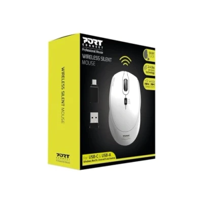 Afbeelding van PORT CONNECT draadloze en stille muis, draadloos, 2,4 GHz, USB A/USB C compact, wit