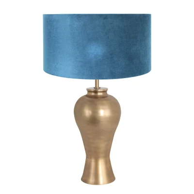 Afbeelding van Steinhauer Brass tafellamp blauw metaal 62 cm hoog