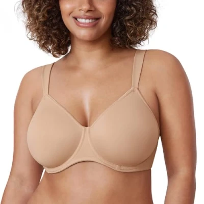 Afbeelding van DELIMIRA Minimizer beha Voor Dames Met Volledige Dekking Plus Size Niet gewatteerde Steun Taupe 80I
