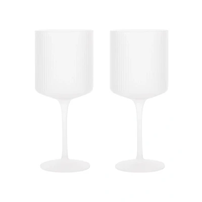 Afbeelding van Ferm LIVING Ripple rode wijnglas 32,5 cl set van 2 Gebroken wit