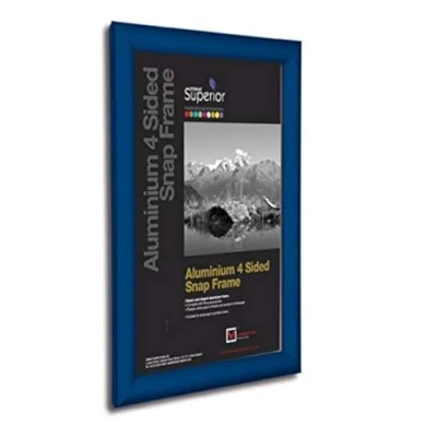 Afbeelding van Stewart Superior A4 Aluminium 4 zijdig 25mm Voorlader Afbeelding/Poster Snap Frame Blauw