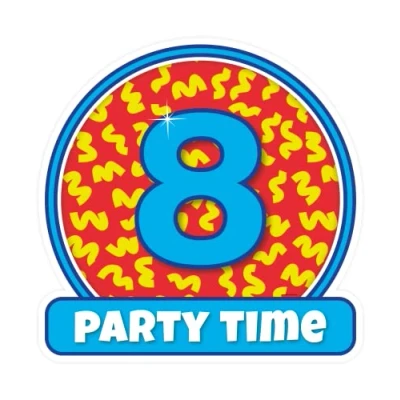 Afbeelding van Deurbord 8 jaar party 50cm
