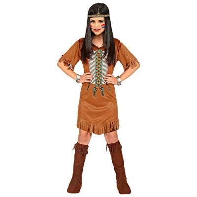 Afbeelding van Widmann Indiaan Kostuum Inidaanse Squaw Snelle Pijl Meisje Bruin Maat 128 Carnavalskleding Verkleedkleding