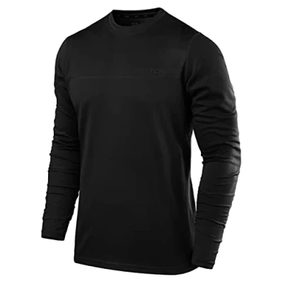 Afbeelding van TCA Element sportshirt heren lange mouw Sport shirt ronde hals Sneldrogend fietsshirt Ademend hardloopshirt t Zwart, M