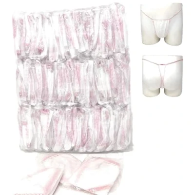 Afbeelding van Tanga 100 stuks wegwerp onderbroeken van vliesstof voor dames, spa, wellnesscentrum, esthetisch, Wit, hoeveelheid: 200 400 1000 stuks, One size