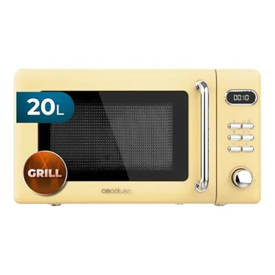 Afbeelding van Cecotec Proclean 5110 Retro Yellow digitale magnetron met grill, 700 W, 5 standen, timer tot 60 minuten, 8 programma`s en ontdoo