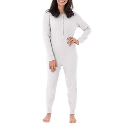 Afbeelding van Fruit of the Loom Dames Micro Wafel Premium Thermische Union Suit Pyjama Bottom, Wit, XS S