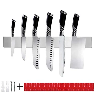 Afbeelding van magnetische messenhouder, 40 cm, extra sterke messenhouder van roestvrij staal, wandmontage, voor keuken, kantoor, wasruimte