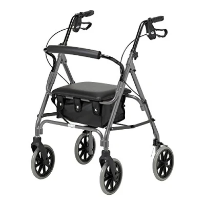 Afbeelding van Days Lichtgewicht opvouwbare vierwielige rollator Walker met gevoerde stoel, afsluitbare remmen, ergonomische handgrepen en draagtas, beperkte mobiliteitshulp, kwarts, X Small