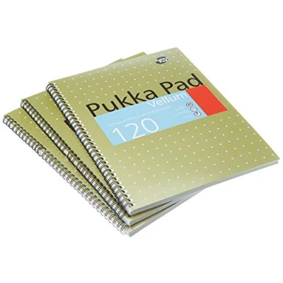 Afbeelding van Pukka Pad Notebook Wirebound Vellum 80gsm gelinieerd en marge 120 pagina&#039;s A4 Ref VJM/1 [Pack 3], bruin