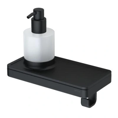 Afbeelding van Geesa frame zwart collection zeepdispenser met planchet en haak