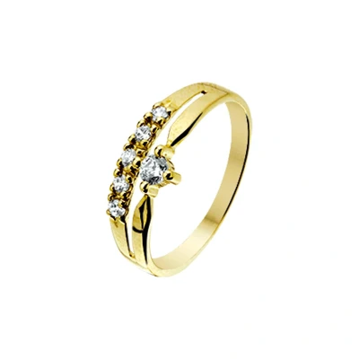 Afbeelding van Ring Fantasie zilver zirconia geelgoud wit 6,5 mm