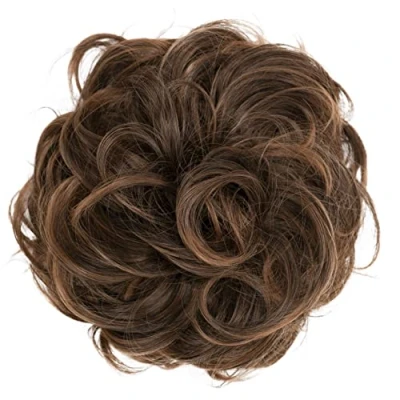 Afbeelding van CAISHA XL Haarstukje Haarwokkel Bruids Kapsel Opgestoken Volumineus Gekruld Knoet Bruin Mix G23E