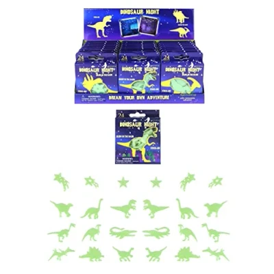 Afbeelding van glow in the dark stickers Dinosaurus Dino’s 24 stuks 5 cm cadeautjes tot 10 euro de