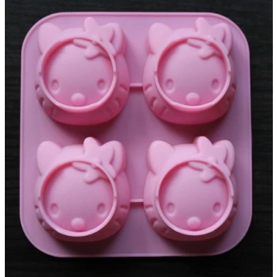 Afbeelding van Longzang 4 Cavity Kitty Siliconen Taartvorm Chocolade Zeep Craft Candy Bakvorm