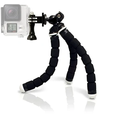 Afbeelding van micros2u GoPro Small Flexibele Octopus 2 in 1 Reisstatief, Tafelblad, Draagbaar Statief. [Verbeterde 2019 metalen kogelkop]. Geschikt voor Hero, Sessie, Compactcamera&#039;s en andere actiecamera&#039;s