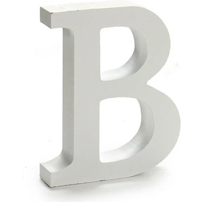 Afbeelding van Brief B Hout Wit (2 x 16 14,5 cm) (24 Stuks)