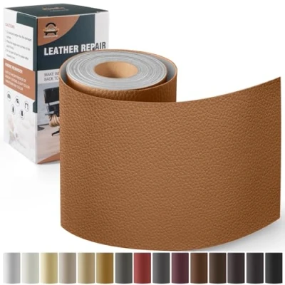 Afbeelding van Leder reparatie kit, 10 x 160 cm OAZ kunstleer zelfklevend, kit lederen patch zelfklevende patches voor autostoelen meubels sofa tassen,Hellbraun