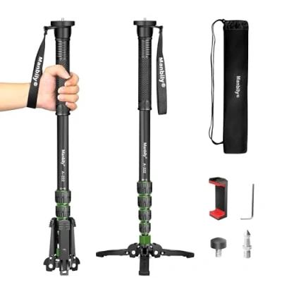 Afbeelding van Manbily Camera Monopod met Voeten 5 Secties 67 inch 170 cm Uitschuifbare Draagbare Reizen Aluminium Verwijderbare Statief Stand Base voor DSLR Canon Nikon Sony Video Camcorder Max